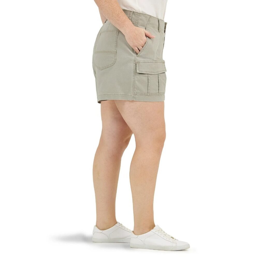 Lee Women's Plus Heritage High Rise Cargo Short, Size 24W, Loose Fit, Beige - Picture 4 of 6